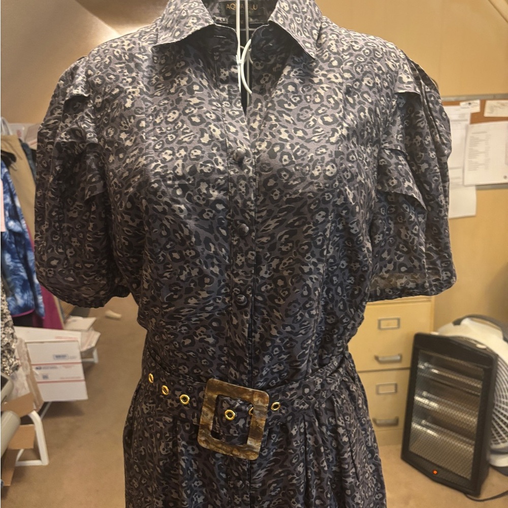 Aqua Blu Australia Chic Animal Print Patterned Short Sleeve Long Dress - Picture 8 of 9